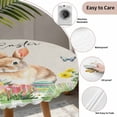 thumbnail image 6 of Happy Easter Bunny Fitted Tablecloth with Elastic Edged, Round Table Cloth for Dining Table, Spring Floral Burlap Sage Green Plaid Waterproof Oil Proof Table Cover for Indoor Outdoor 55"-60", 6 of 8