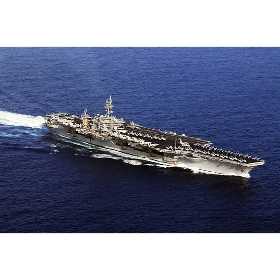 U.S.S. Kitty Hawk Aircraft Carrier - Style B - 12x18 Inch Laminated Poster - Stunning Detail and Bold Colors