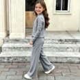 thumbnail image 5 of Rhythmode Girls 2 Piece Workout Set Long Sleeve Zip Up Stand Collar Jacket Flare Yoga Pants Kids Casual Athletic Outfit, 5 of 8