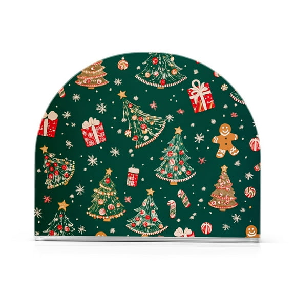 Yayeee Napkin Holder for Table Kitchen Paper Tissue Organization, Green Christmas Gingerbread