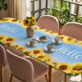 thumbnail image 3 of Sunflowers Table Cloths for 8 Foot Rectangle Tables, Yellow Summer Botanical Elegant Flowers Patio Waterproof Elastic Fitted Tablecloths, Washable Rectangular Table Cover for Camping, 3 of 8