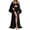 Black, variant on Yongwang 3 Piece Sleepwear for Women Feather Trim Bell Sleeve Long Dress Robe with Cami Shorts Sleepwear Loungewear Set