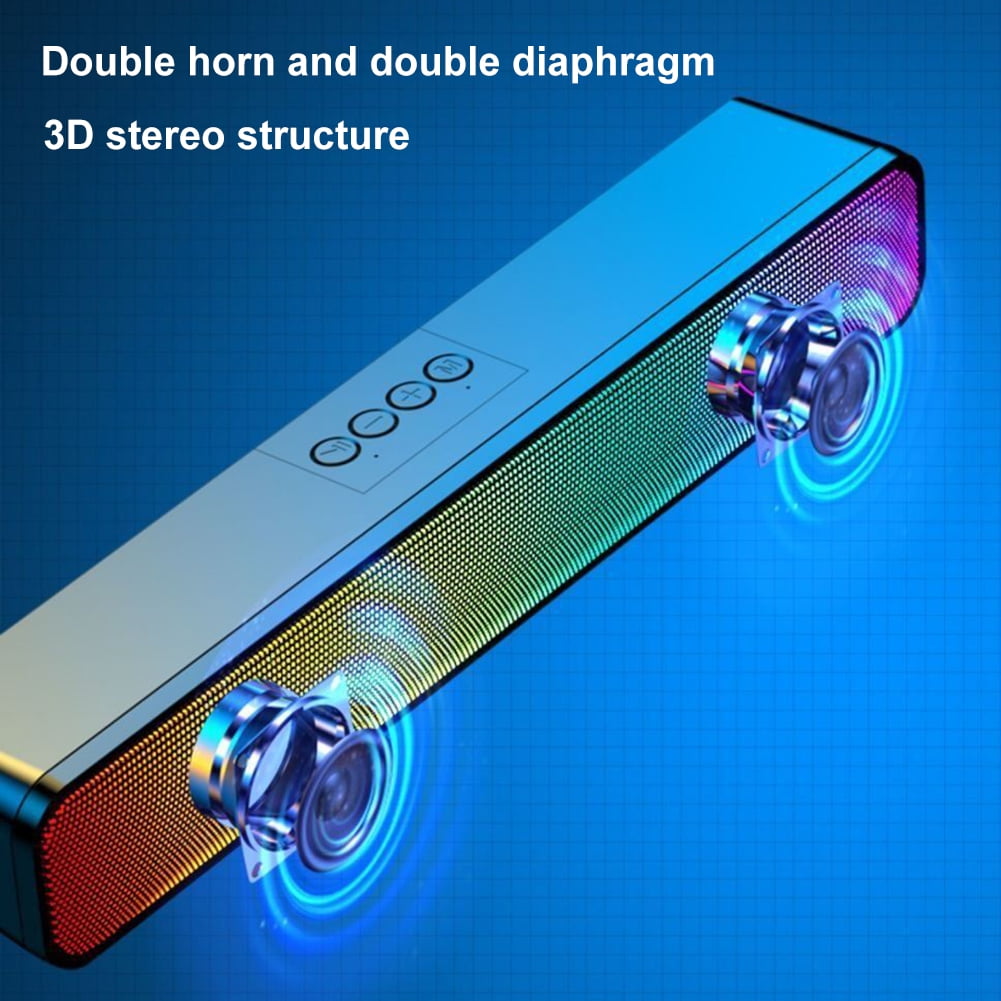 Btidfty Rgb Wireless Speaker Bluetooth-compatible 3D Stereo Sound Bar Usb Powered Portable Mini Loudspeakers with Subwoofer Double Speaker High Volume for Pc Laptop