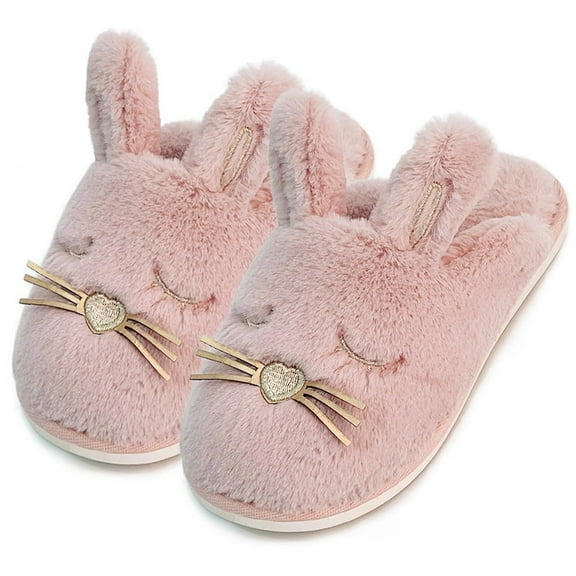 Bunny Slippers for Women Fuzzy Cute Animal Memory Foam House Rabbit Slippers Indoor Outdoor（Size：5-6）