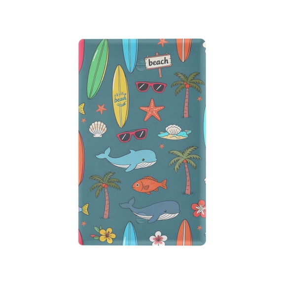 Yayeee Blank Wall Plate Cover 1-Gang 4.5"x2.7" Home Unused Decorative Outlet, Cartoon Beach Pattern