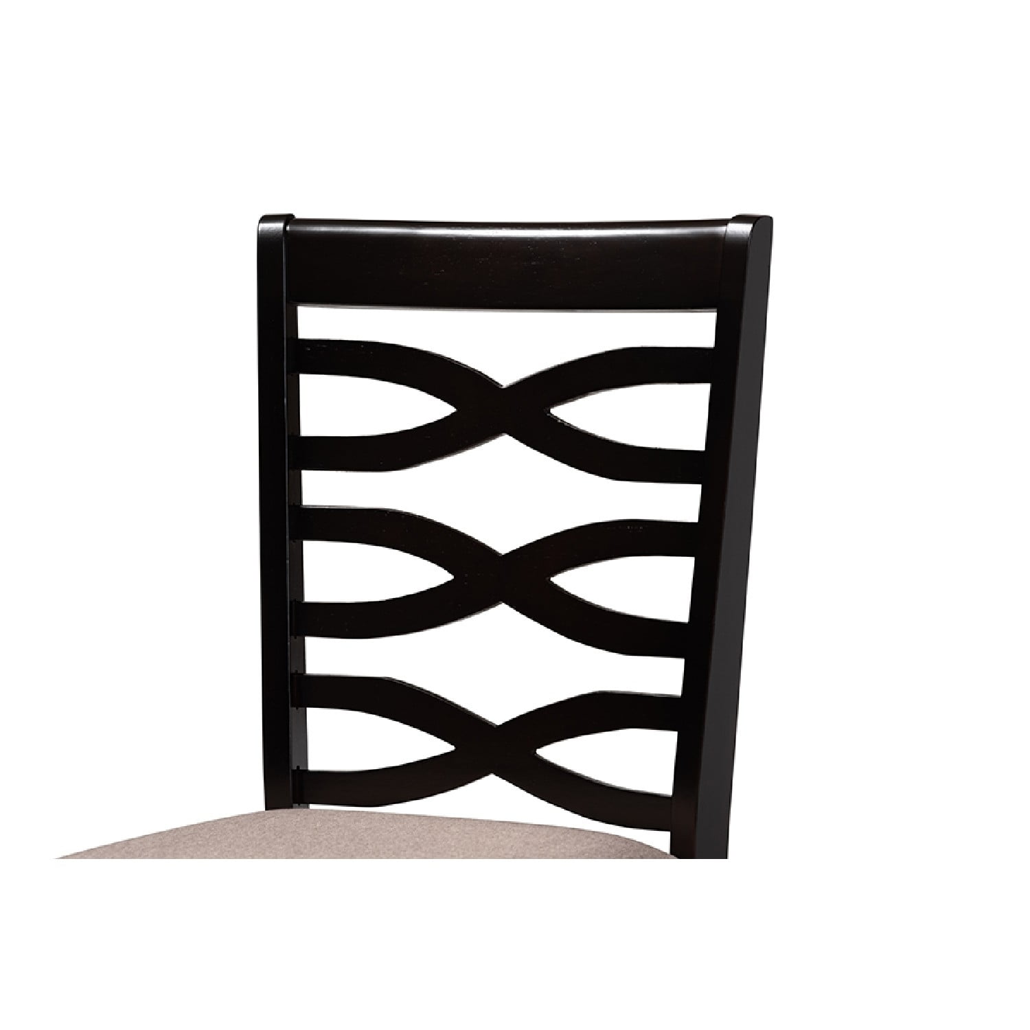 Baxton Studio Lanier Modern and Contemporary Sand Fabric Upholstered Dark Brown Finished 2-Piece Wood Dining Chair Set