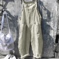 thumbnail image 2 of Femmes Mode Été Combinaison Sans Manches Bande Baggy Poche Coton Lin Playsuit Romper Salopettes, 2 of 6