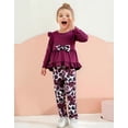thumbnail image 4 of Lanbubble 1-5Y Toddler Girl 2-Piece Outfits Set Long Sleeve Ruffle Hem Top Floral Pants Fall Winter Kids Girl Clothes, 4 of 10