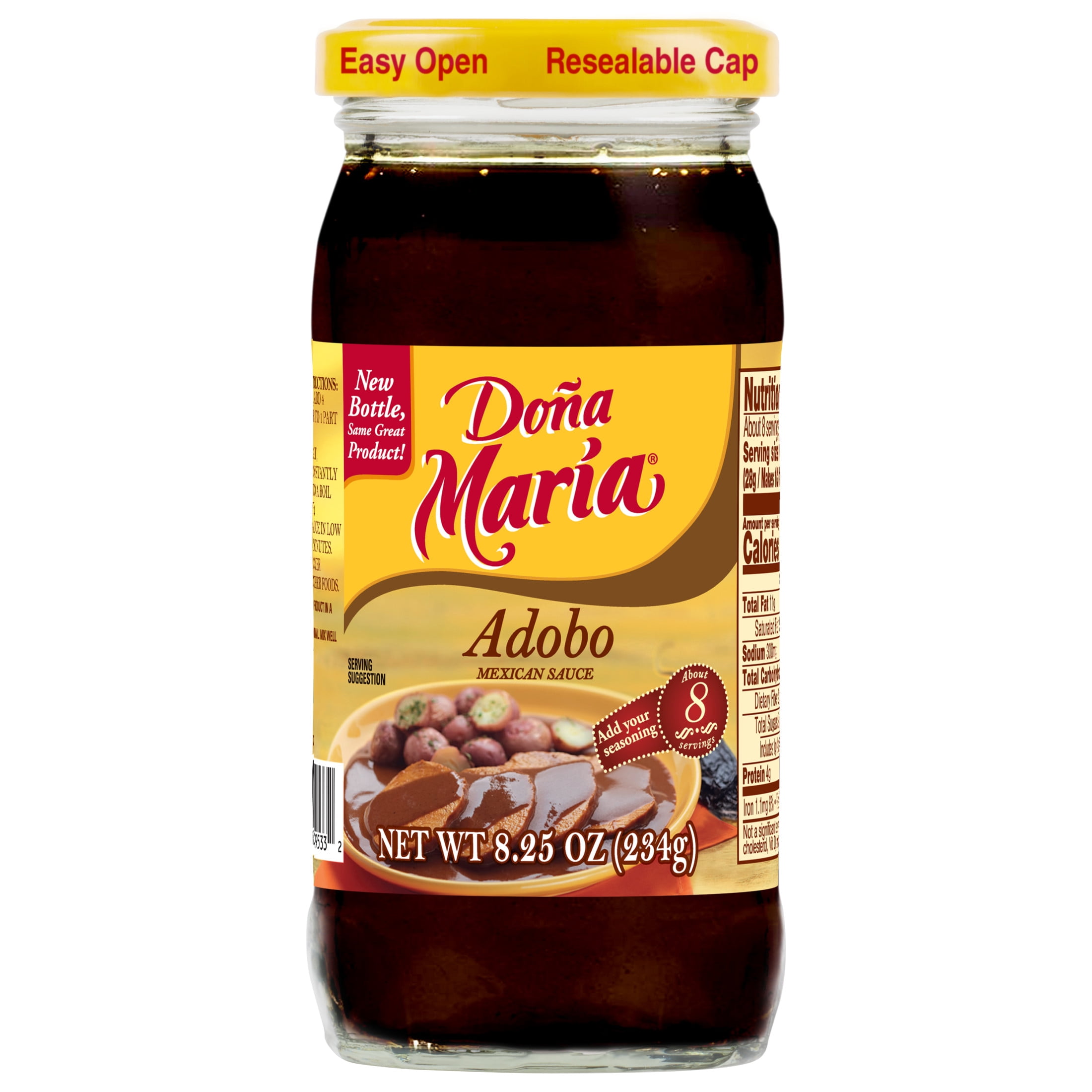 (4 pack) DOÑA MARÍA Adobo Mole, Cooking Sauces & Marinades, Shelf Stable, 8.25 oz Glass Jar
