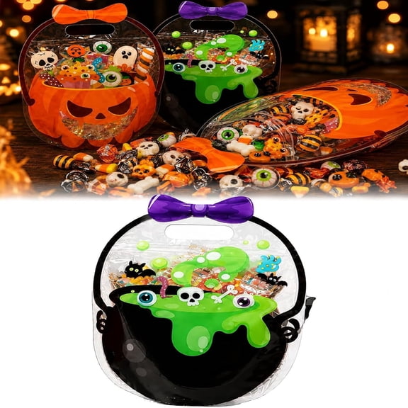 Halloween Treat Bags, Halloween Witch Cauldron Bags, Lightweight Holds 25 Candies with Handle, for Trick or Treat Party Supply