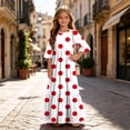 thumbnail image 5 of Little Girls Maxi Dress 4-14 Years Ruffle Half Sleeve Round Neck Floral Print Tiered Long Dress with Side Pockets Red A 11-12 Years, 5 of 7