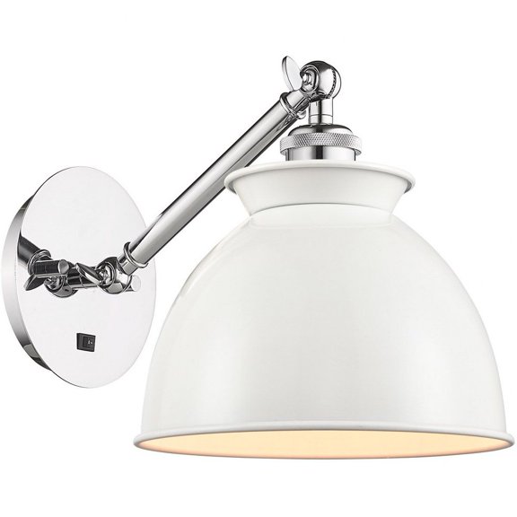 Innovations Lighting 317-1W-PC-M14-W Adirondack 12" Tall Wall Sconce - Polished Chrome /