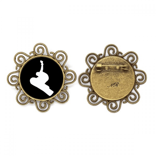 Skate Sport Negro saltando silueta Broche de flores, regalo de joyería para mujeres y niñas Unbranded M