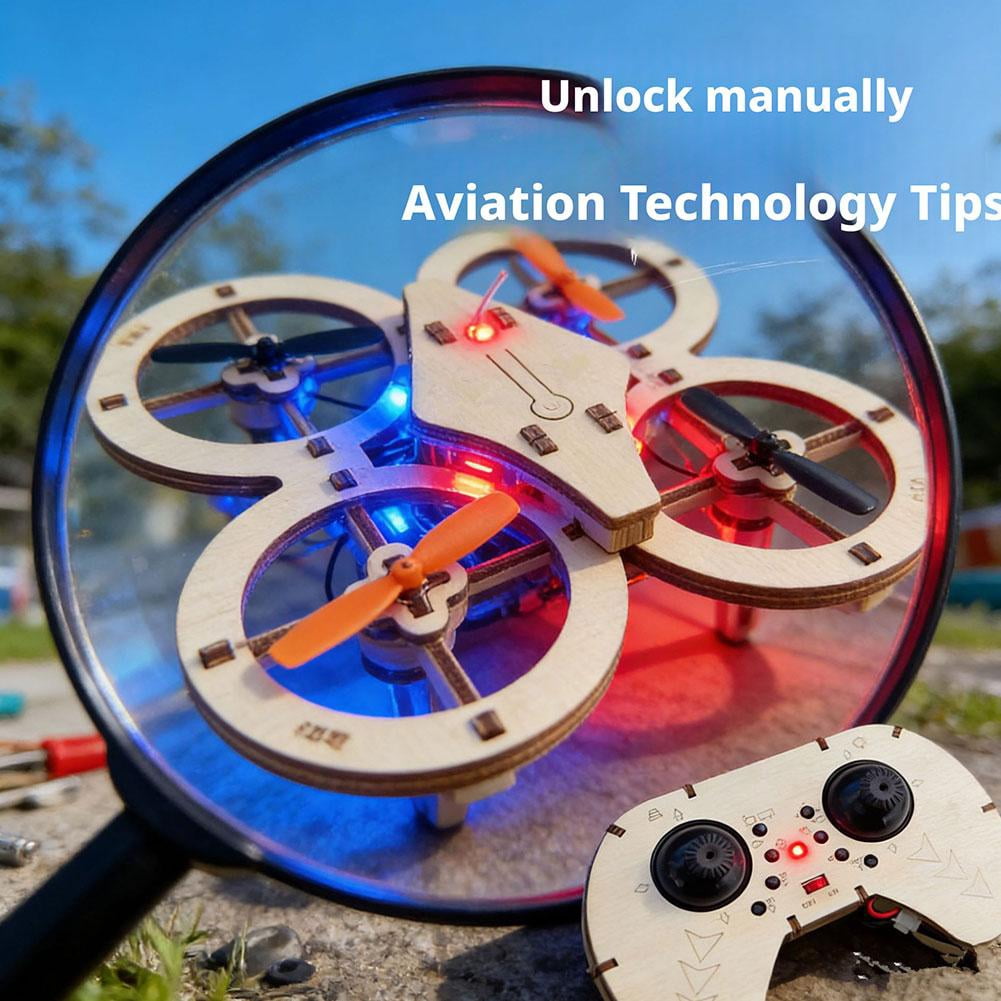 Wooden Drone Model Kit, DIY Wooden Assembly RC Drone Kit, RC Quadcopter Building Kits with 4-Axis Flight,Remote Control Mini Quadcopter Building Kits for Kids or Beginner