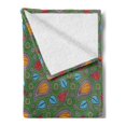 thumbnail image 2 of Ethnic Soft Flannel Fleece Throw Blanket, Image with Swirls Floral Details Paisley Design Fern Green Backdrop, Cozy Plush for Indoor and Outdoor Use, 60" x 80", Orange Blue and Red, by Ambesonne, 2 of 5