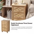 thumbnail image 4 of COZAYH Farmhouse 3-Drawer Nightstand, Woven Cattail Grass Slats Front End Table, Boho Bedside Table for Bedroom, Living Room, Natural Wood Color, 4 of 7