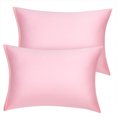 thumbnail image 2 of Unique Bargains 2 Pack Silky Satin Pillow Cover Cases Pink 21" x 31", 2 of 8