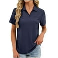 thumbnail image 2 of NTACZA Tops for Women V Neck Short Sleeve Business Casual Polos with Pocket Eyelet Loose Fitting Lapel Woman Shirts XL, 2 of 6