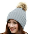 thumbnail image 4 of Dyfzdhu Women Winter Warm Knitted Cute Rabbit F-Ur Ball Yarn Hat Gray, 4 of 5