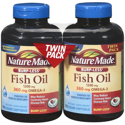 Fish Oil BurpLess, 1200mg, 360mg Omega 3, 150ct
