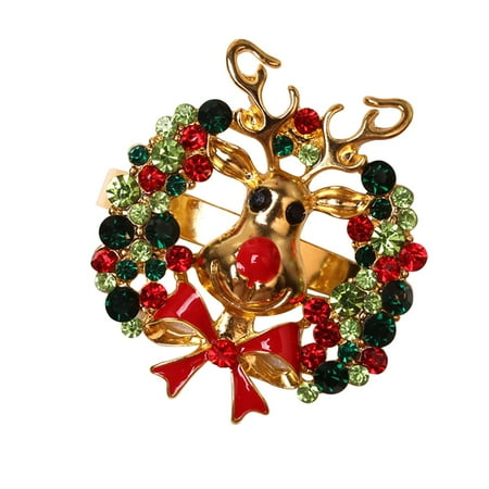 

XIUH Christmas Holiday Deer Head Napkin Buckle Snow Napkin Ring Bell Christmas Tree Napkin Ring Jewelry Tools C