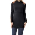 thumbnail image 2 of SDNall Ladies Fashion Solid Color Long Sleeve Pregnant Woman Breastfeeding Casual High Collar Long Top, 2 of 7