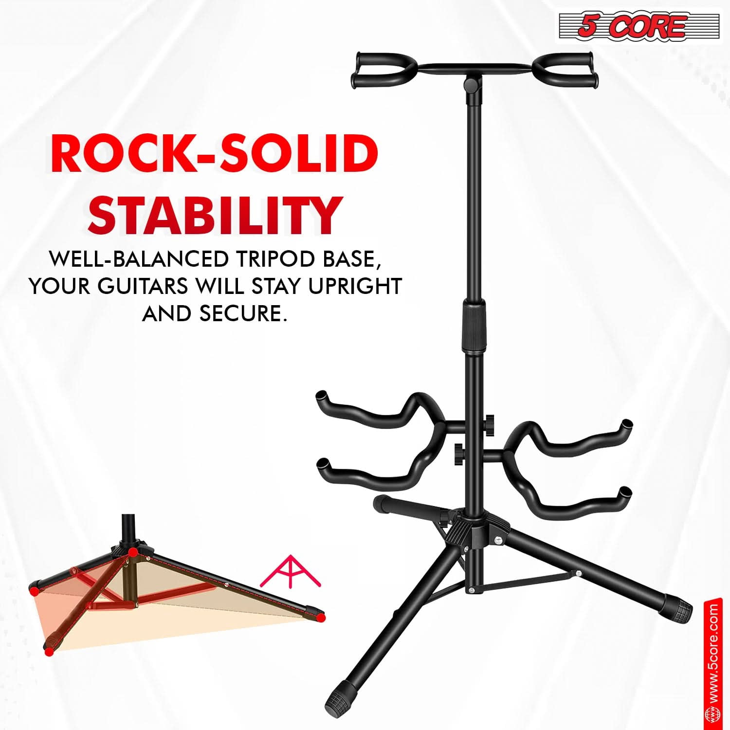 5Core Guitar Stand Floor Tripod  Portable Adjustable Multi Guitars Holder 2N1