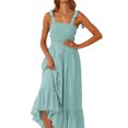 thumbnail image 4 of Txlixc - Vestido midi de verano para mujer, informal, con tirantes finos, sin mangas, de talle alto, fluido, línea A, largo Txlixc Estilo de ocio, 4 of 6