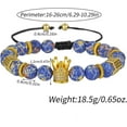 thumbnail image 5 of Adjustable 8mm Crown King Charm Bracelet for Men Women Black Matte Onyx Stone Beads, 7.5", 5 of 5