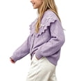 thumbnail image 7 of BLVB Girls Cardigan Long Sleeve Button Front Lace Sweater Kids Fall Knit Sweaters Outwear 1-9 Years(Purple,1-2 Years), 7 of 7