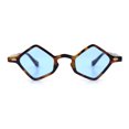 thumbnail image 4 of Lunettes de Soleil Rétro Hipster en Plastique Fin en Forme de Micro Diamant Tortue - Bleu, 4 of 7