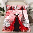 thumbnail image 2 of Homewish Black Red Dress Twin Sheet Sets, Romantic Eiffel Tower Twin Fitted Sheet, Watercolor Fashion Flat Sheet, Super Cozy Room Decor, 3-Piece, 2 of 7