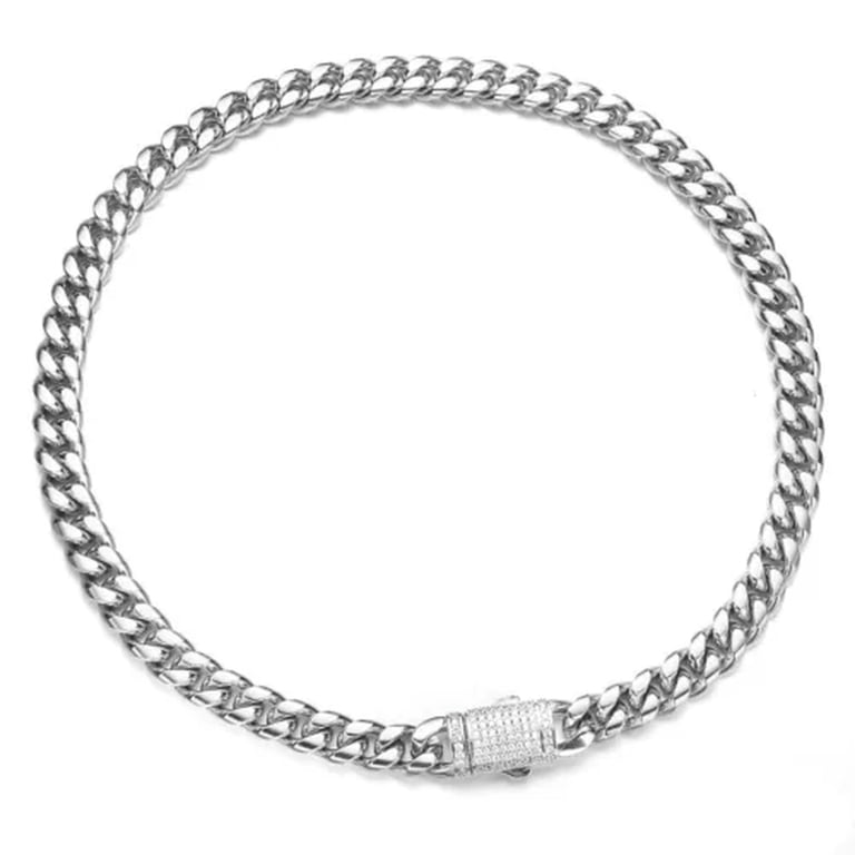 HAQUIL Stainless Steel Miami Cuban Link Chain Necklace – 16 Inch 8mm Curb Chain For Men & Women