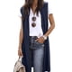 thumbnail image 1 of ZXZY Mujer Casual Sin Mangas Frente Abierto Túnica Chaleco Cárdigan Largo Tops Abrigo Azul Marino, 1 of 5