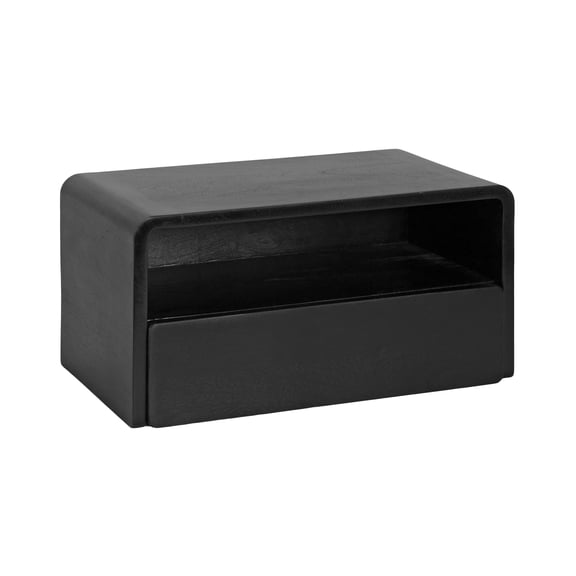 Kate and Laurel Kato Modern Wood Floating Side Table with Drawer, 18 x 10 x 9, Black, Contemporary Wooden Floating Nightstand for Bedroom Bedside Table
