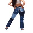 thumbnail image 3 of OUSITAID Jeans Color Block pour Femmes Taille Moyenne Pantalons Droits Bas, 3 of 6