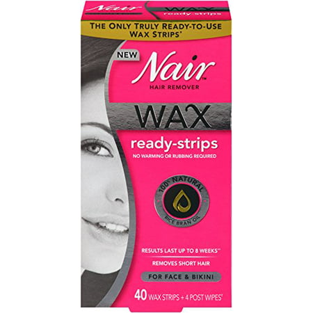 Nair Hair Remover Wax Ready-Strips for Face & Bikini, 40