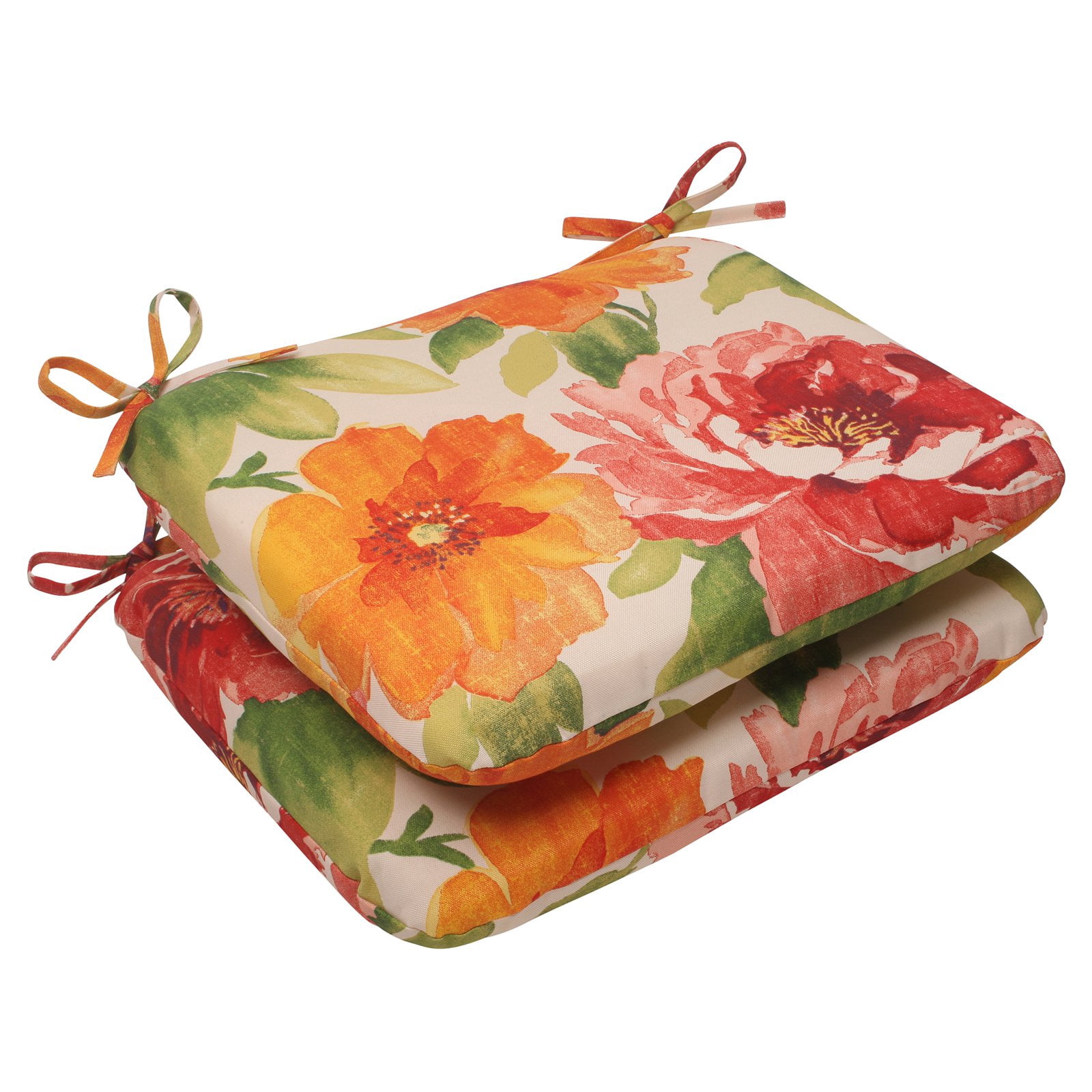 Pillow Perfect 503240 Primro Orange Rounded Corners Seat Cushion (Set