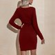 thumbnail image 3 of Vestido, Vestido De Cadera De Longitud Media Estilo Elegante Cuello Redondo Estiramiento Mangas Largas Cómodas Para Citas Para La Vida Diaria ANGGREK Otros, 3 of 6