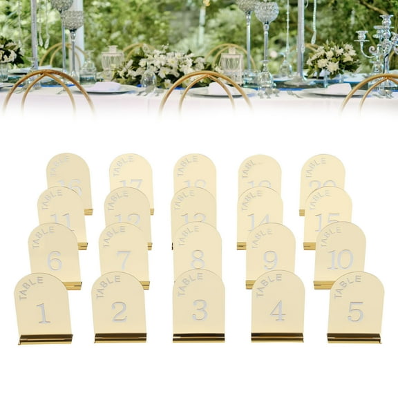 20 Pcs Wedding Table Numbers Gold Acrylic Freestanding Tabletop Numbers 1-20