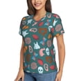 thumbnail image 2 of Xecao cute Skull organ for Women's V-Neck T-Shirts-Elegant Half-Sleeve Tops Perfect for Summer-Small, 2 of 5