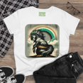 thumbnail image 3 of Strange and Cozy St. Patrick's Irish Unicorn Women's Cotton Tee, S - 3XL, 3 of 4