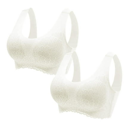 2 Pack Women s No Steel Ring Bra Pack Gathering Sleep Latex Underwear Pack of Bras Bar Womens Bras Push up Padded Thin Sports Bra Large Bra