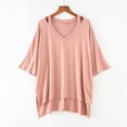 thumbnail image 2 of Women's Loose Fit V Neck Short Sleeve Comfy Regular Tank Tops Summer Casual Soft Lightweight T-Shirt Tee | CSEONE,Pink L, 2 of 7
