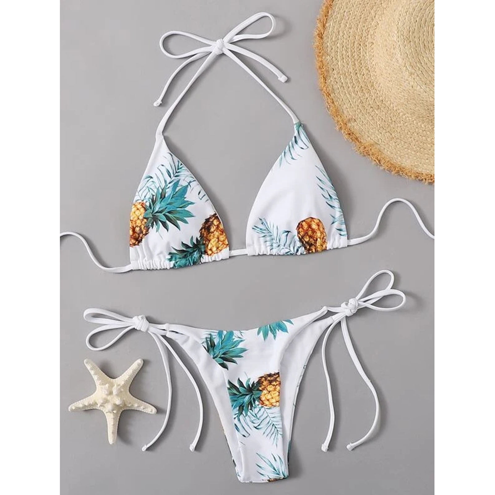 Grafiek eeuwig Editie VOSS Ladies Female Pineapple Printed Three-point Split Bikini Swimsuit -  Walmart.com
