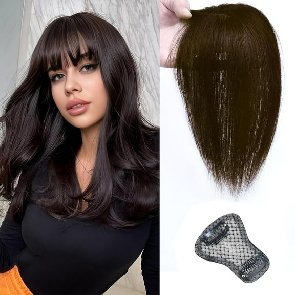 Hair Clip, Clip in Bangs Hair Toppers for Women Real Human Hair, Clip on Bangs 3D Cover Fake Clip in Hair Extensions for Women Daily