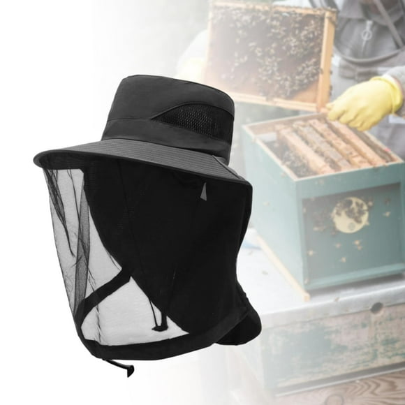 Batio de apicultura Sombrero de cubo de apicultura con malla para actividades al aire libre acampar Negro