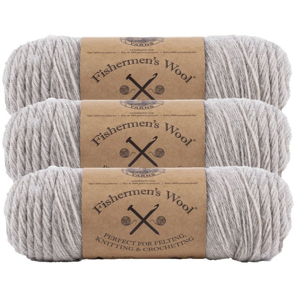 Lion Brand Yarn Fishermen's Wool Oatmeal Medium Wool Yarn 3 Pack