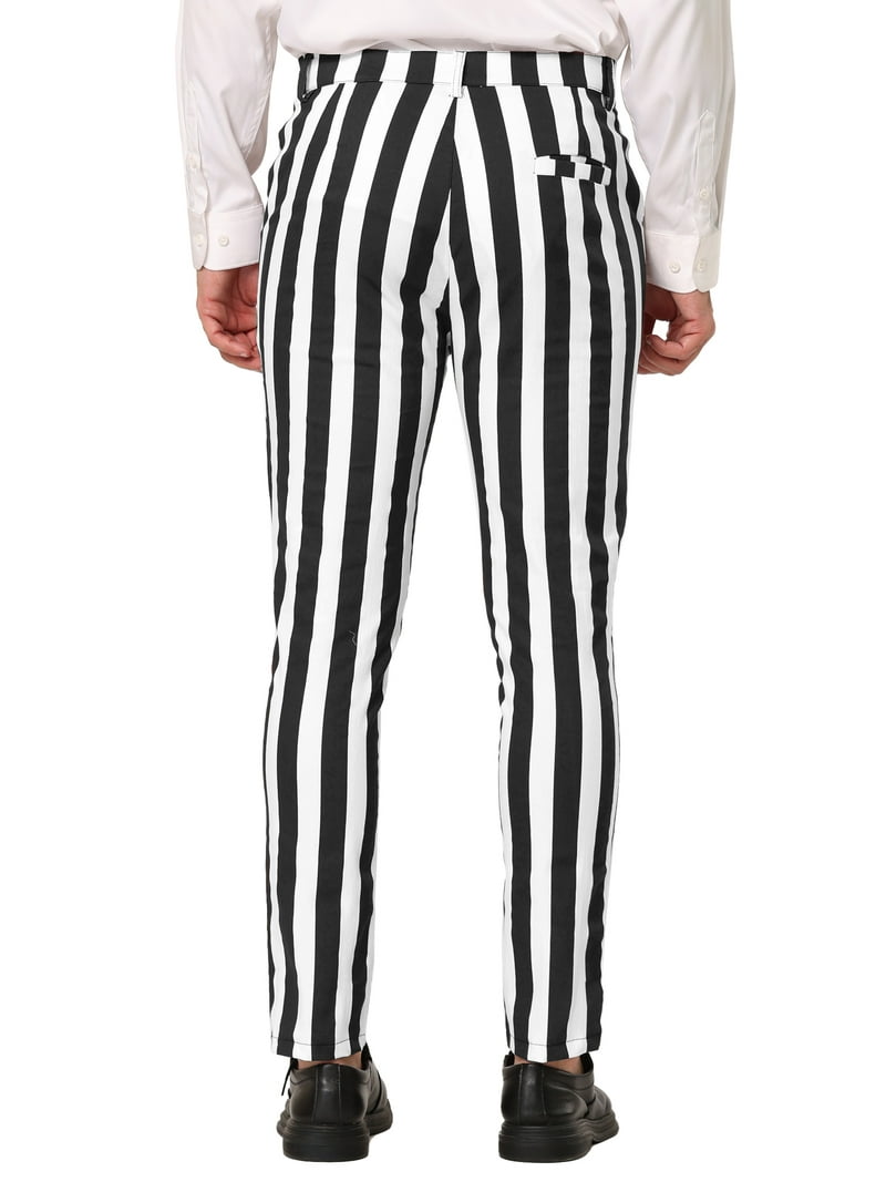 Unique Bargains Men's Striped Pants Business Skinny Fit