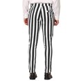 thumbnail image 3 of INSPIRE CHIC Men's Striped Pants Skinny Fit Color Block Dress Trousers 30 Black White, 3 of 7